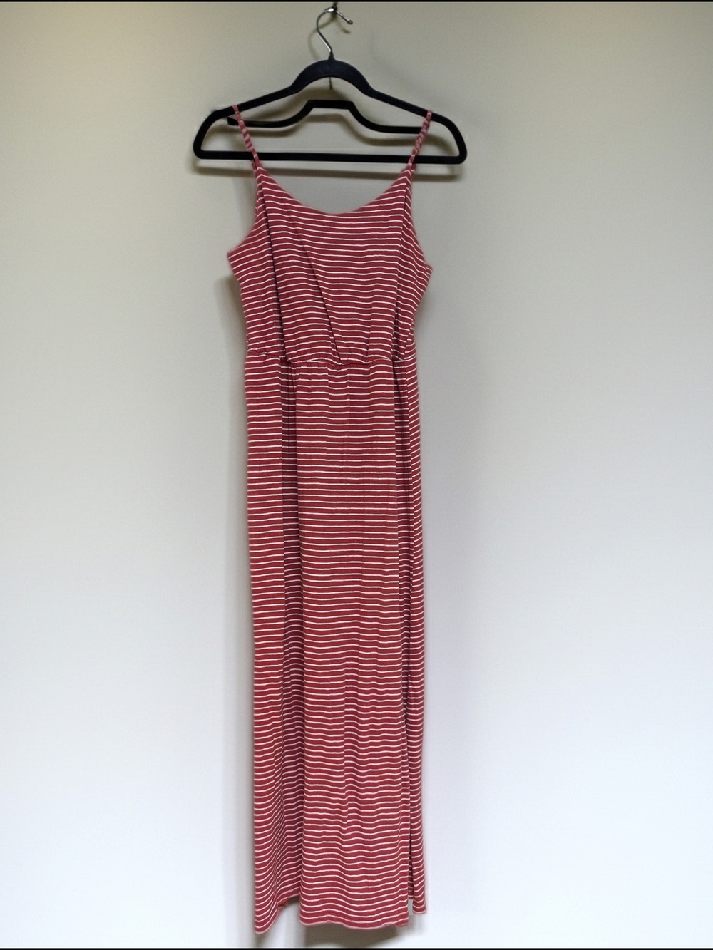 Old Navy Rust Red and White Striped Maxi Dress with Spaghetti Straps